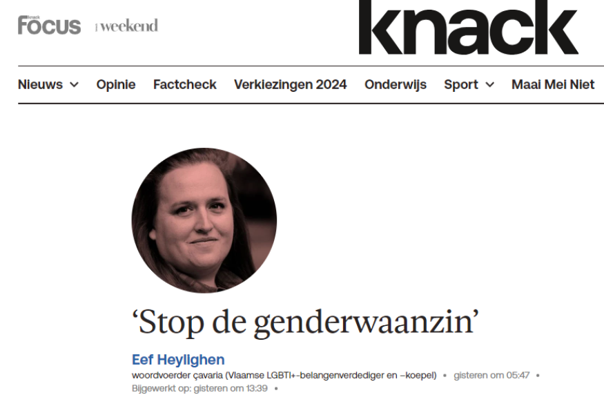 Knack 'stop de genderwaanzin', eef heylighen