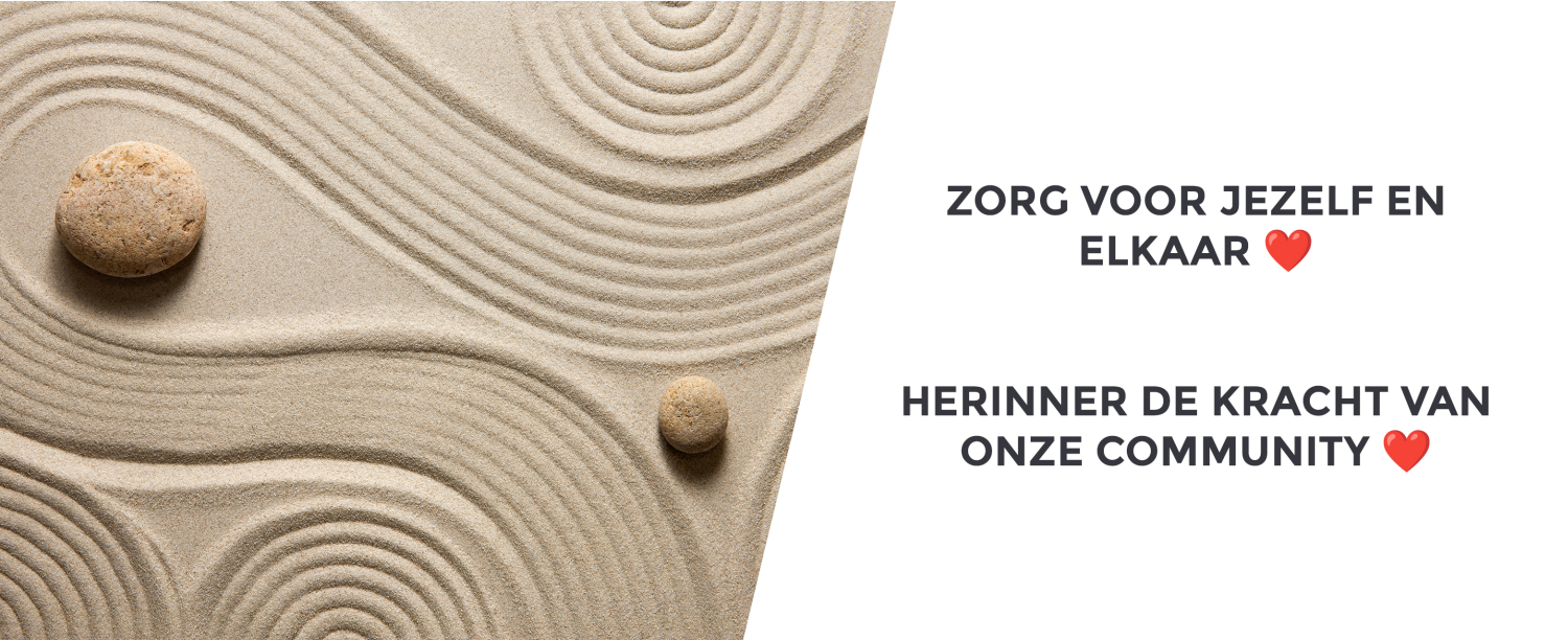 Banner Zelfzorg Zorg voor jezelf en elkaar. Herinner de kracht van onze community
