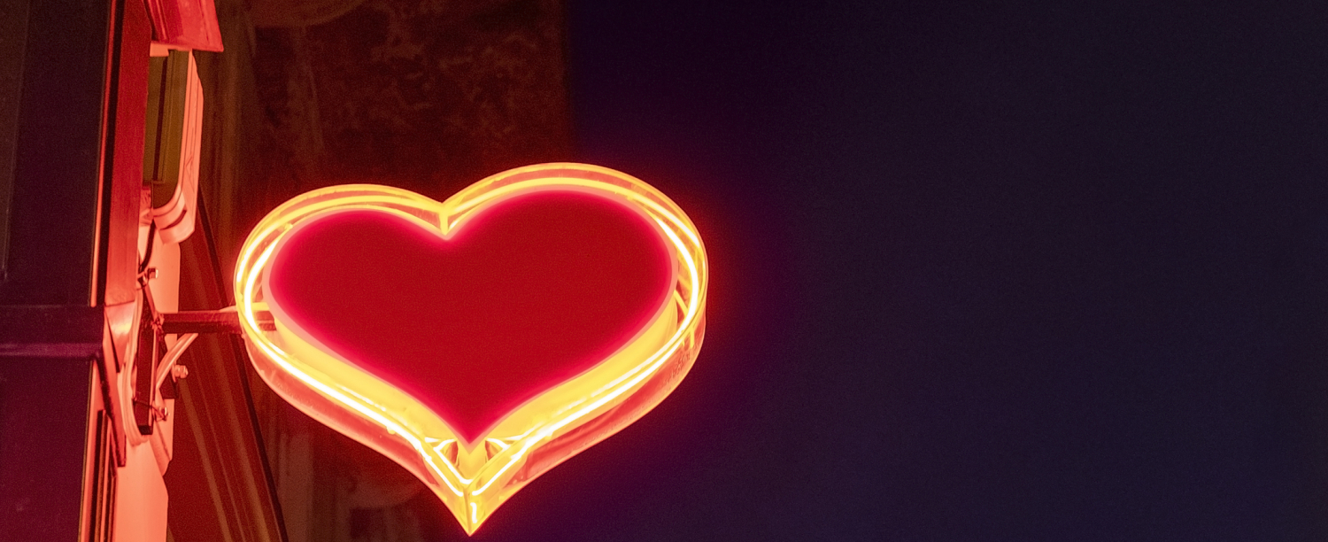 sekswerk neon lichtgevend hartje